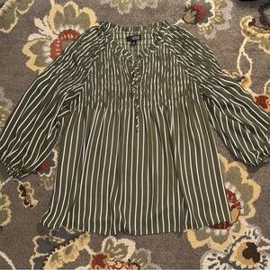 Olive Green Striped Blouse by Zara